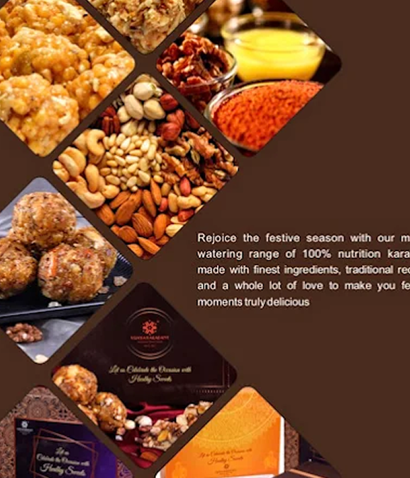 A variety of Karadant and traditional sweets in a diamond grid pattern